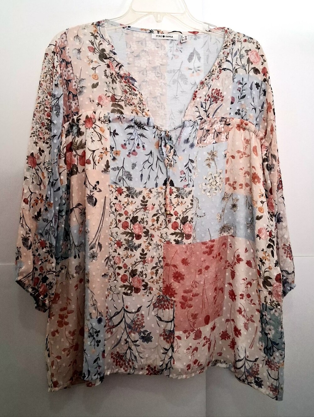 Roma Patchwork Floral Peasant Blouse Size XL Fit  2X